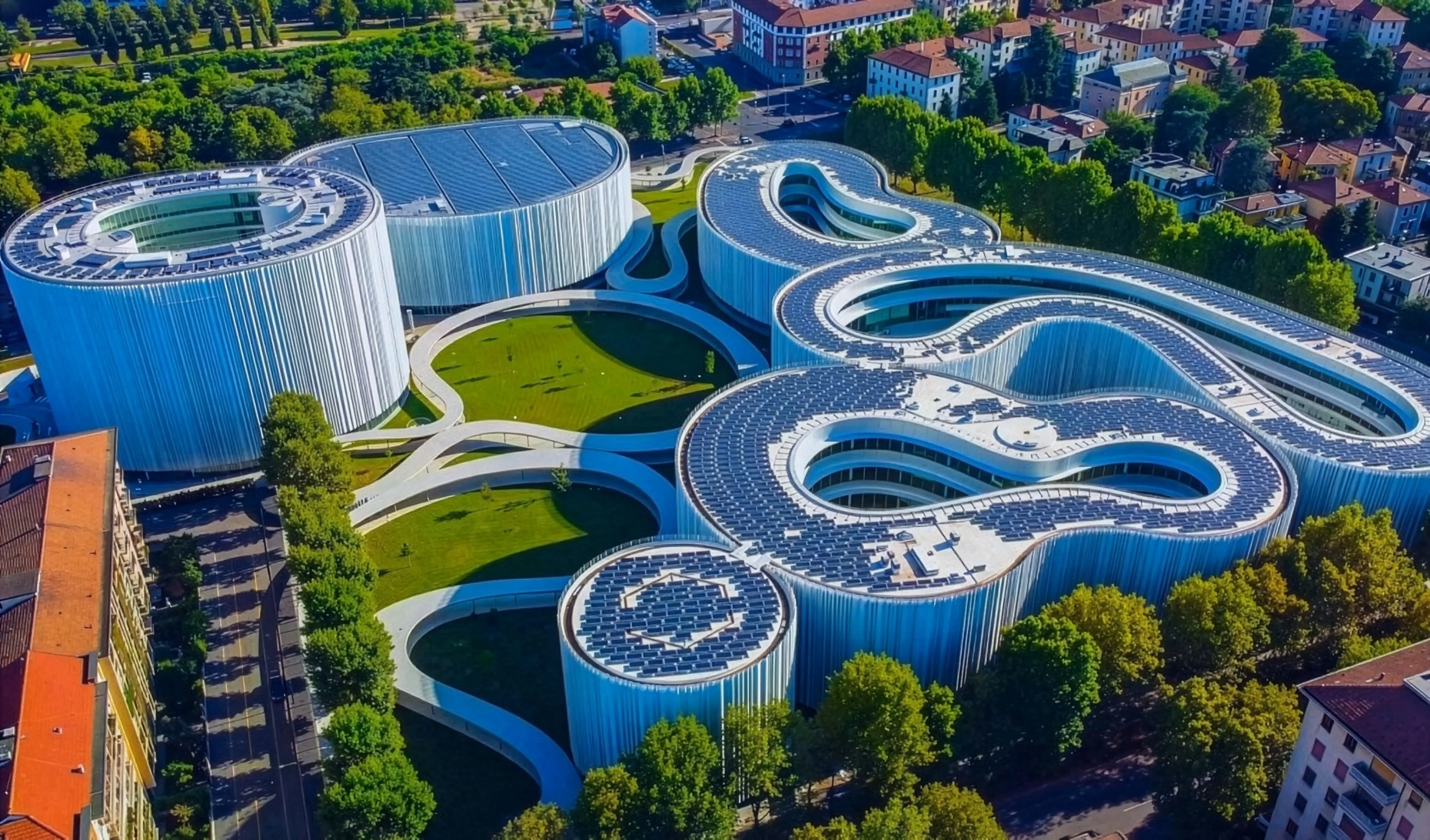 Aerial view of the Bocconi University campus in Milan